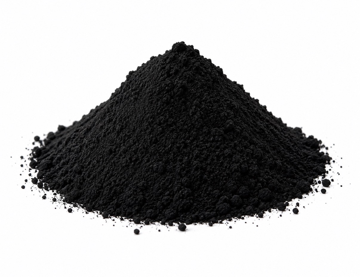 Rückgewonnenes Ruß — feines schwarzes Pulver
